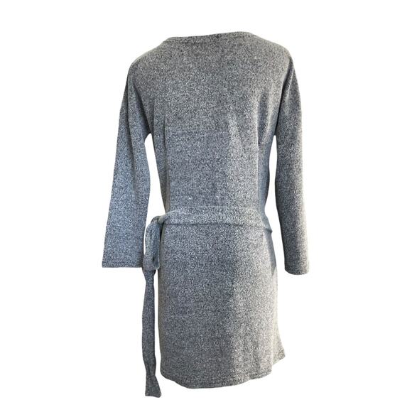 Large Black White Knit Dress 3/4 Sleeve Tie Waist Casual Semi-Formal - Picture 2 of 9